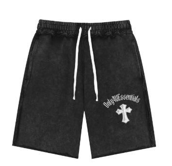 Unisex Mineral Wash Raw Edge Shorts