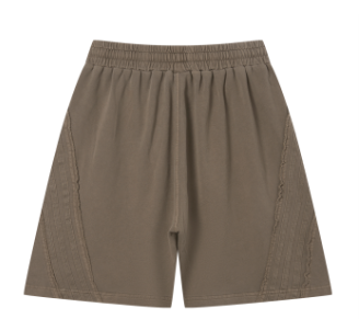 Khaki Vintage Wash Raw Edge Shorts