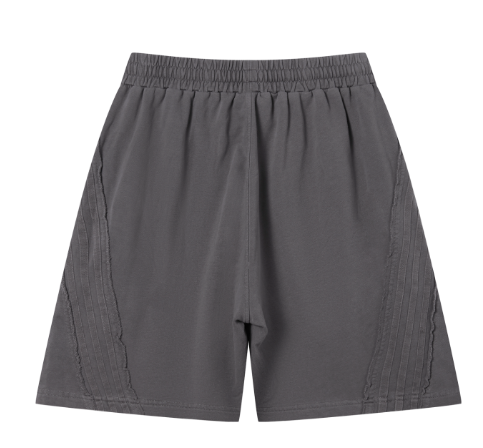 light Grey Vintage Wash Raw Edge Shorts